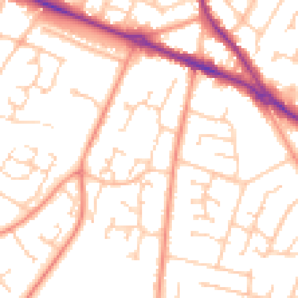 Daytime road noise heatmap for SO31 6UR