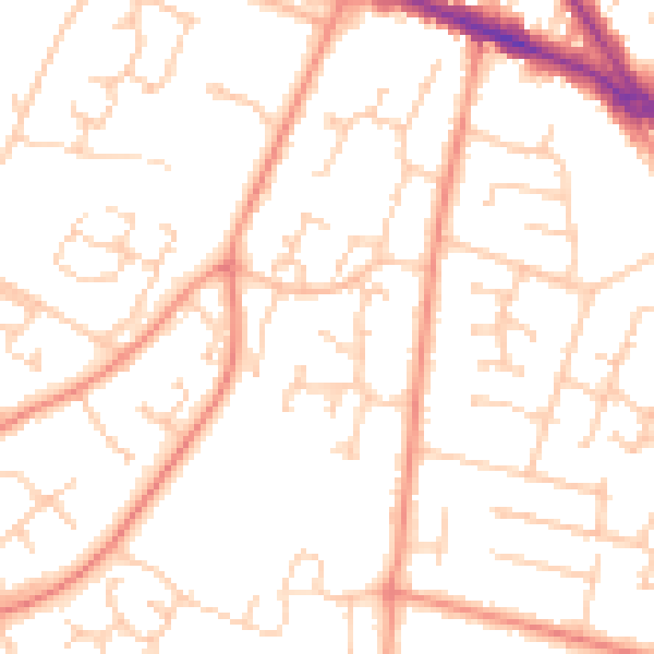 Daytime road noise heatmap for SO31 6WA