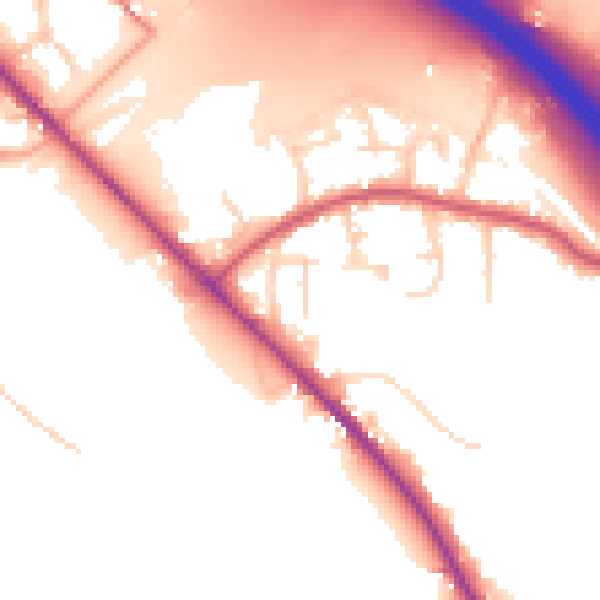 Daytime road noise heatmap for SO31 7DE
