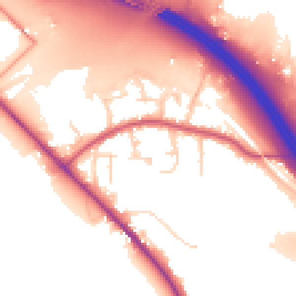 Daytime road noise heatmap for SO31 7JS