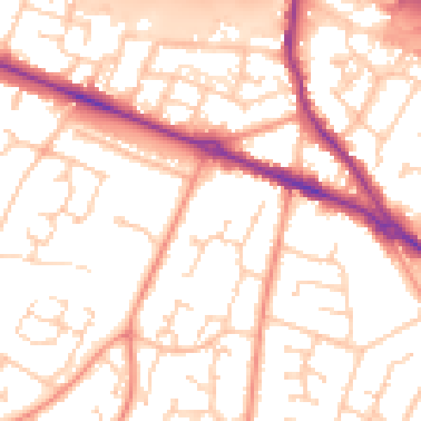 Daytime road noise heatmap for SO31 7LT