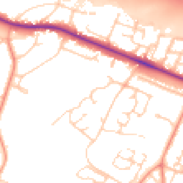 Daytime road noise heatmap for SO31 7LW