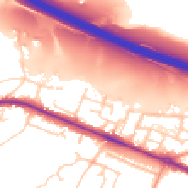 Daytime road noise heatmap for SO31 7LY