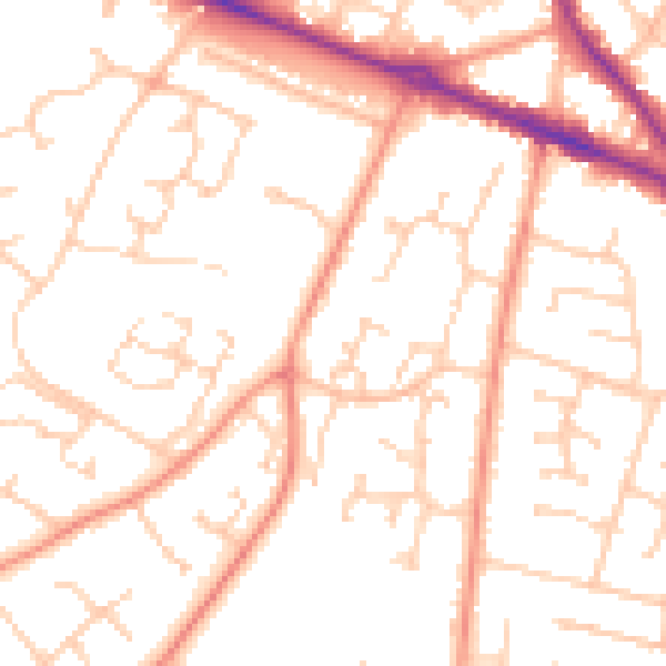 Daytime road noise heatmap for SO31 7NQ