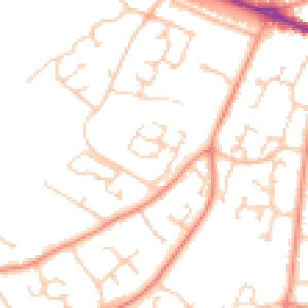 Daytime road noise heatmap for SO31 7NW