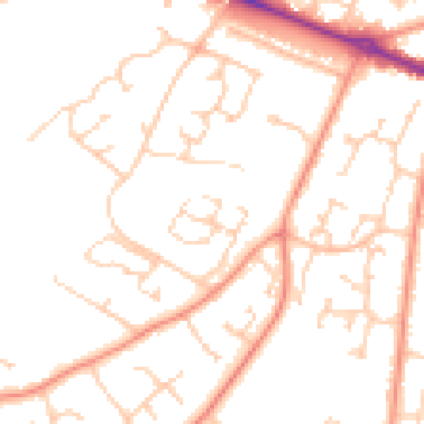Daytime road noise heatmap for SO31 7NY