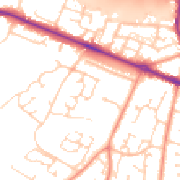 Daytime road noise heatmap for SO31 7PE