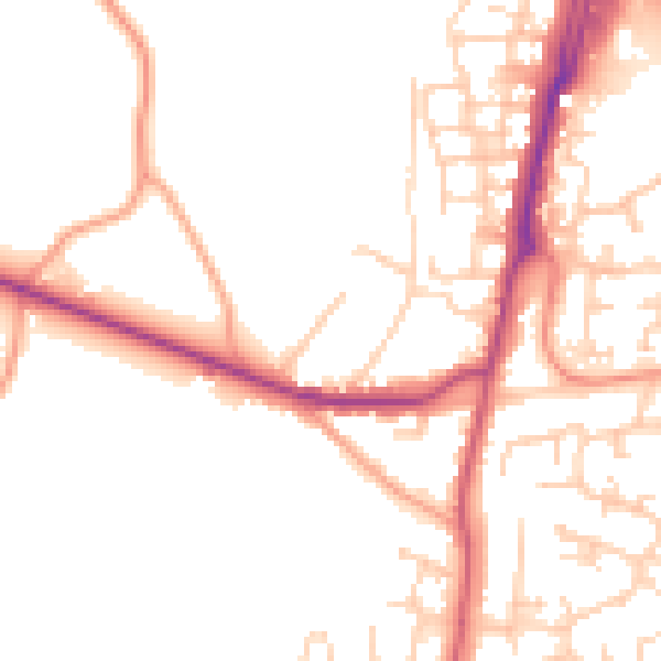 Daytime road noise heatmap for SO31 8FD