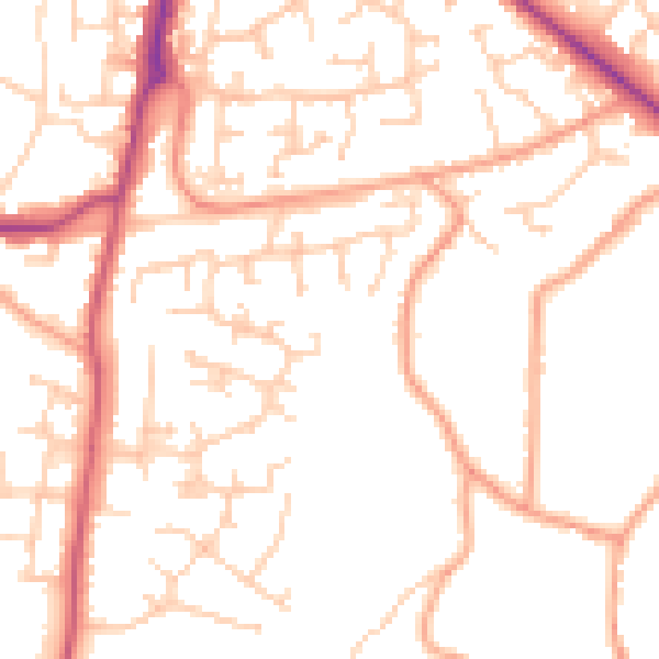 Daytime road noise heatmap for SO31 8FJ
