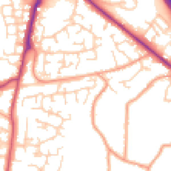Daytime road noise heatmap for SO31 8FN