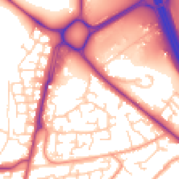 Daytime road noise heatmap for SO31 8HE