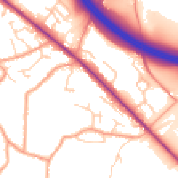 Daytime road noise heatmap for SO31 8JW