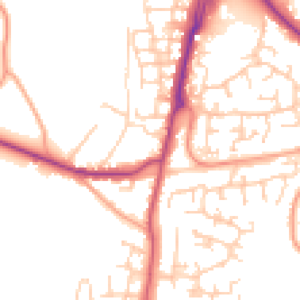 Daytime road noise heatmap for SO31 8JX