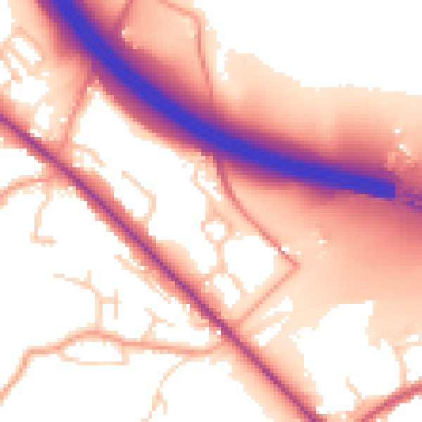 Daytime road noise heatmap for SO31 8LL