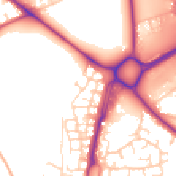 Daytime road noise heatmap for SO31 8NY
