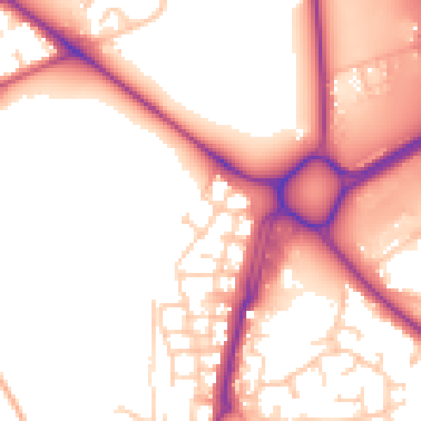Daytime road noise heatmap for SO31 8NZ