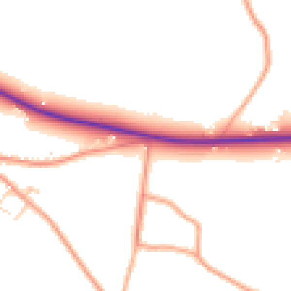 Daytime road noise heatmap for SO40 2AU