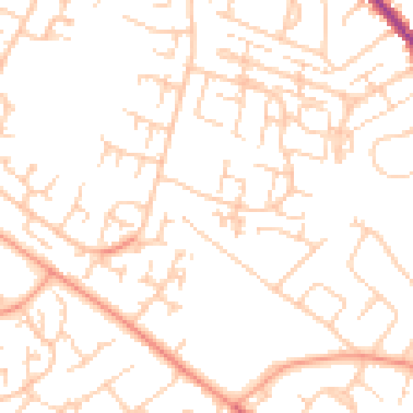Daytime road noise heatmap for SO40 2AW