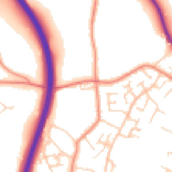 Daytime road noise heatmap for SO40 2AX