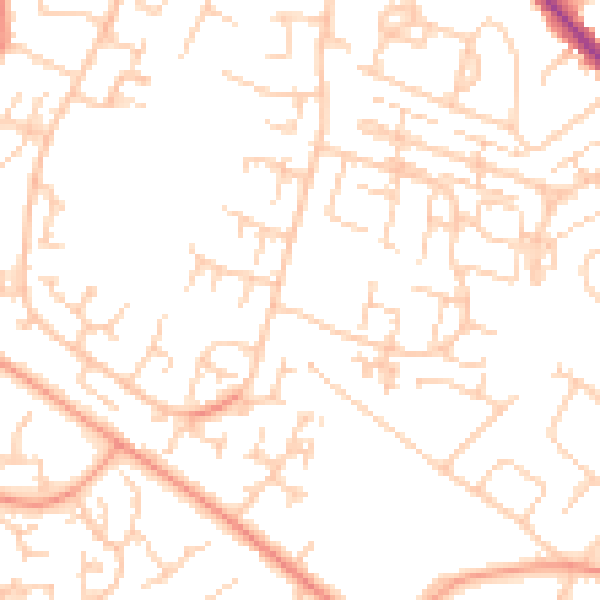 Daytime road noise heatmap for SO40 2AY