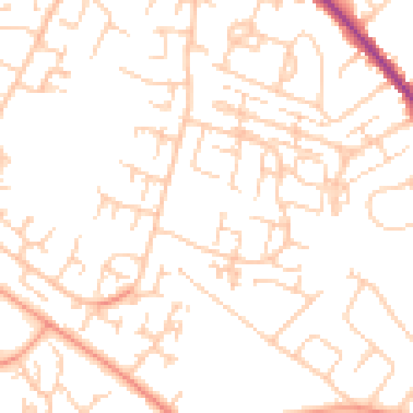 Daytime road noise heatmap for SO40 2AZ