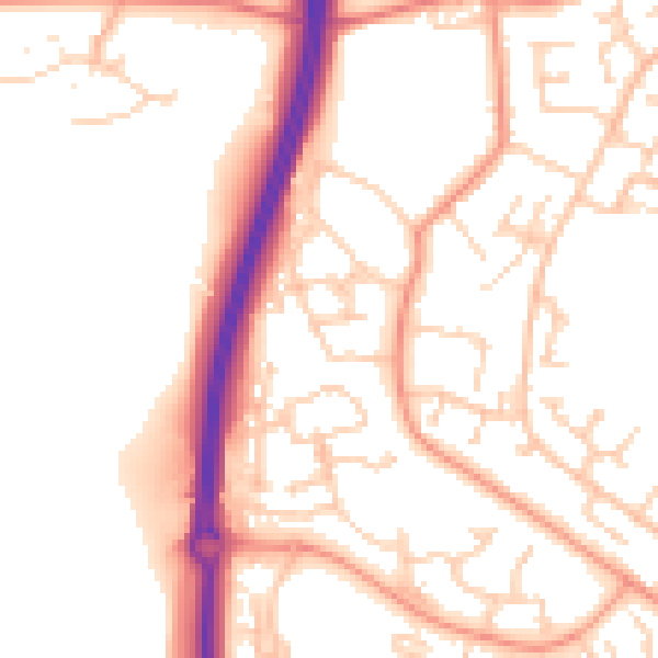 Daytime road noise heatmap for SO40 2BB