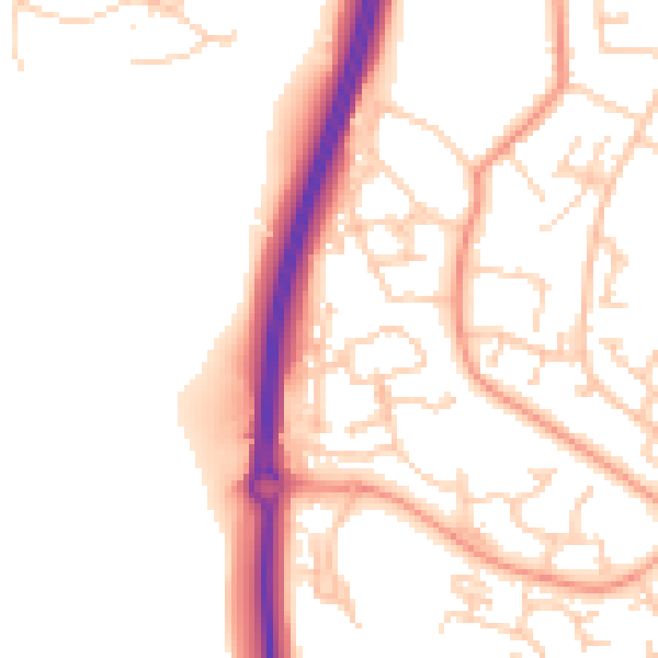 Daytime road noise heatmap for SO40 2BF