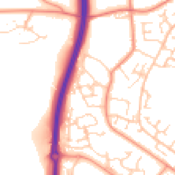 Daytime road noise heatmap for SO40 2BG