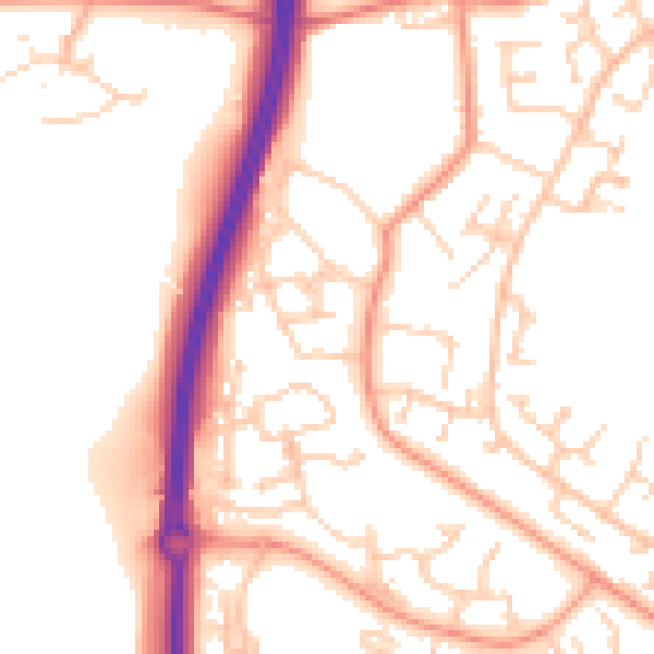 Daytime road noise heatmap for SO40 2BJ