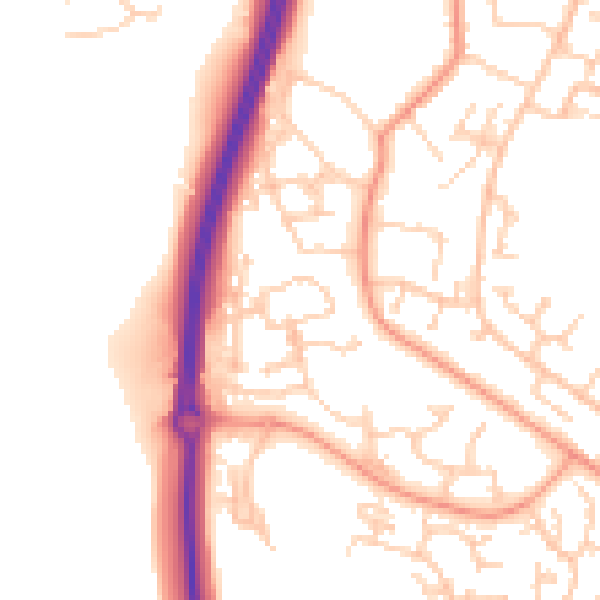 Daytime road noise heatmap for SO40 2BP