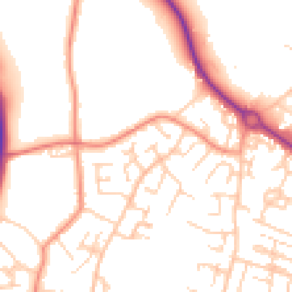 Daytime road noise heatmap for SO40 2BQ