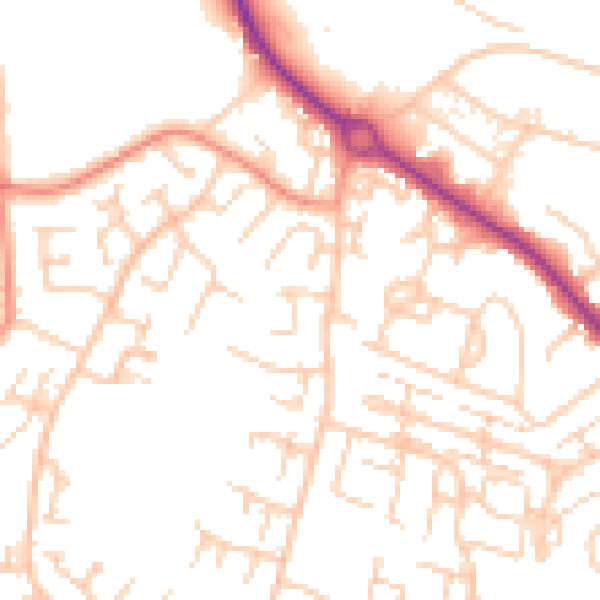Daytime road noise heatmap for SO40 2GN