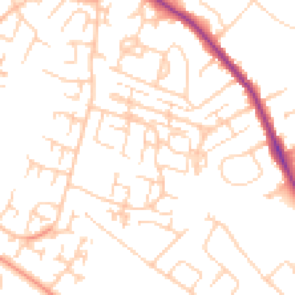 Daytime road noise heatmap for SO40 2GQ