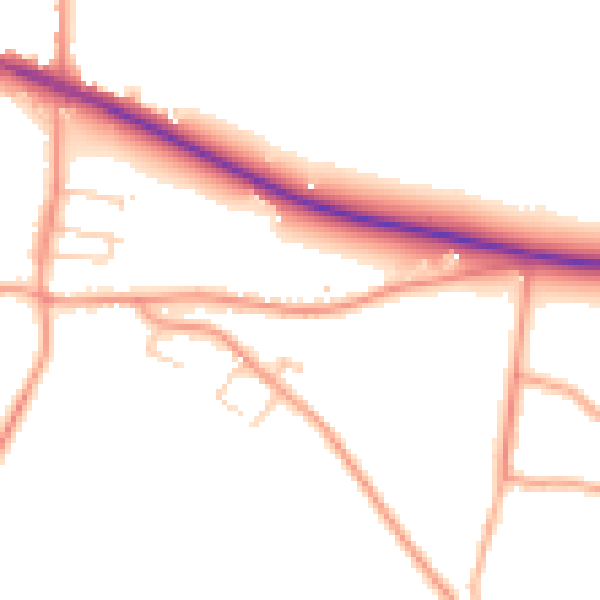 Daytime road noise heatmap for SO40 2LF