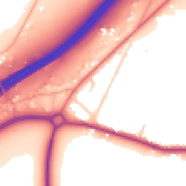 Daytime road noise heatmap for SO40 2LY
