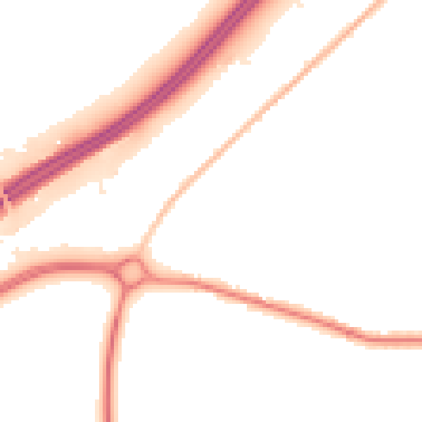 Night-time road noise heatmap for SO40 2LY