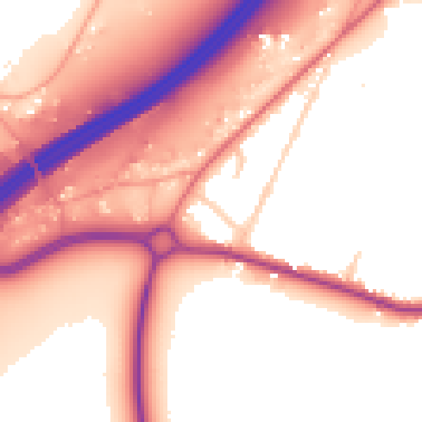 Daytime road noise heatmap for SO40 2NJ