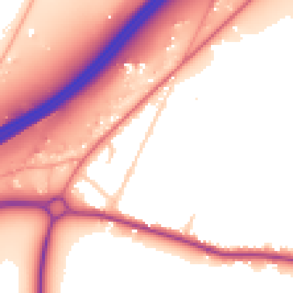 Daytime road noise heatmap for SO40 2NL