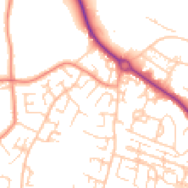 Daytime road noise heatmap for SO40 2QG