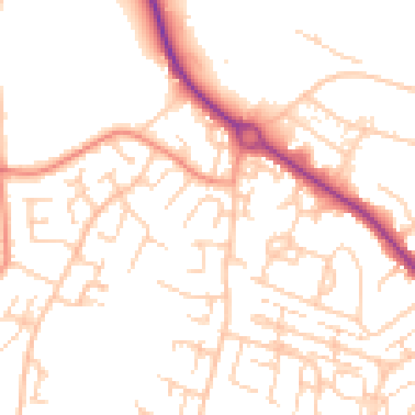 Daytime road noise heatmap for SO40 2QH