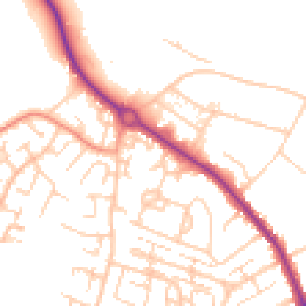 Daytime road noise heatmap for SO40 2QU