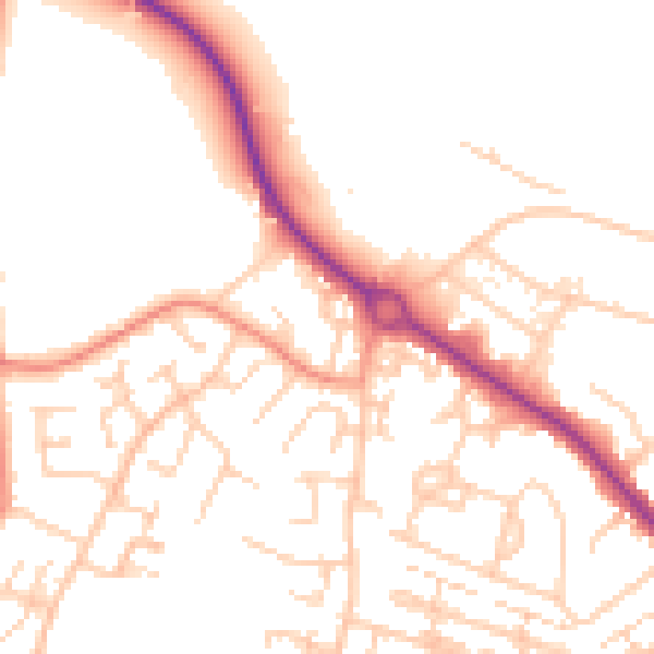 Daytime road noise heatmap for SO40 2QW