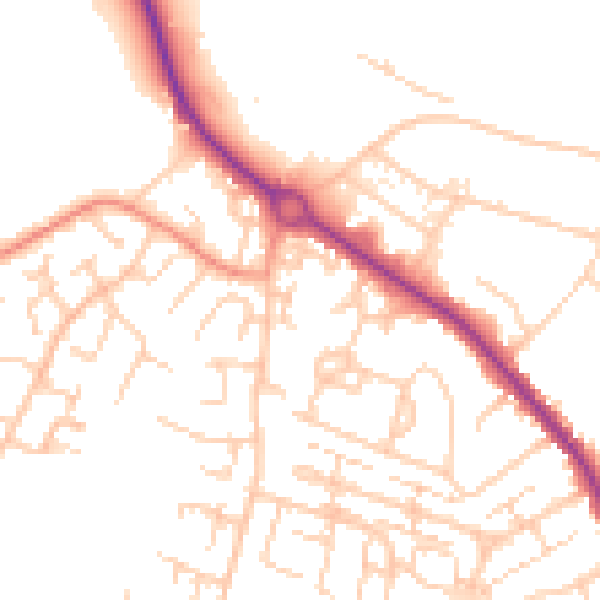 Daytime road noise heatmap for SO40 2QX
