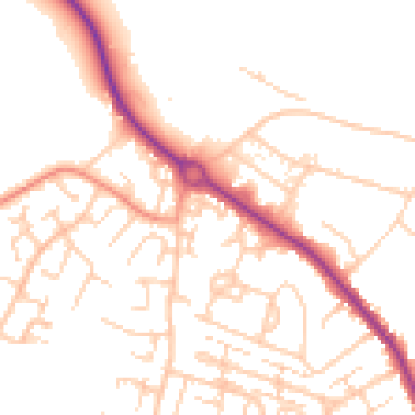 Daytime road noise heatmap for SO40 2QY