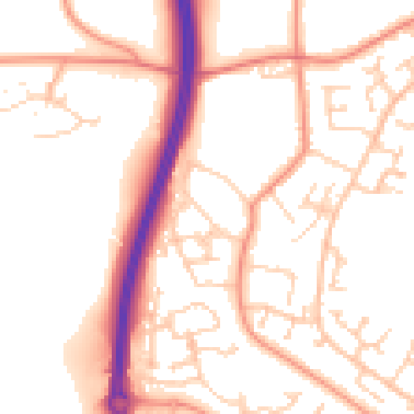 Daytime road noise heatmap for SO40 2RJ