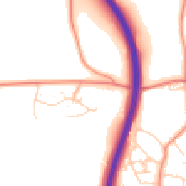 Daytime road noise heatmap for SO40 2RN