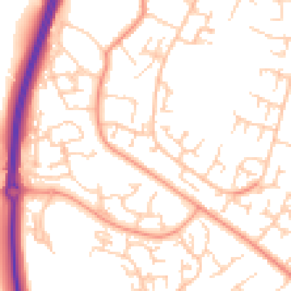 Daytime road noise heatmap for SO40 2SJ
