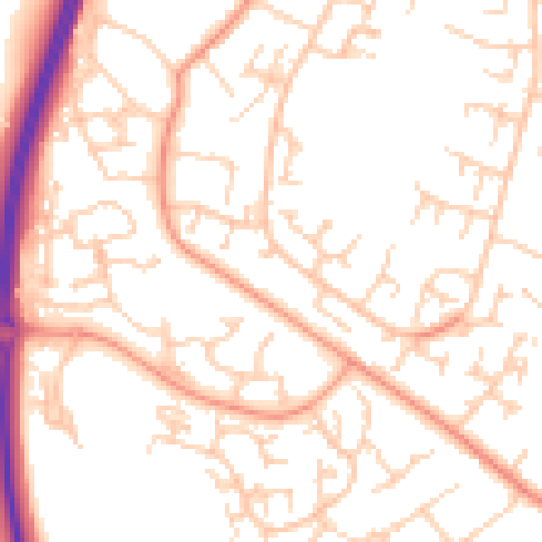 Daytime road noise heatmap for SO40 2SN