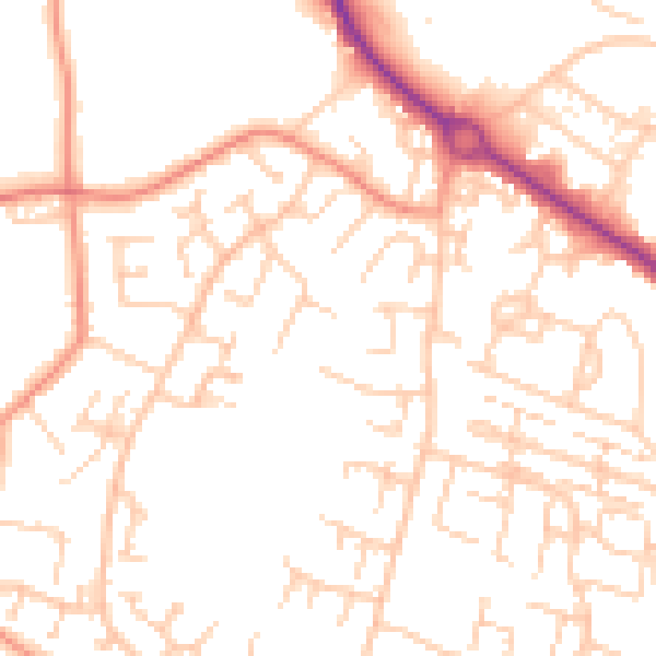 Daytime road noise heatmap for SO40 2SX