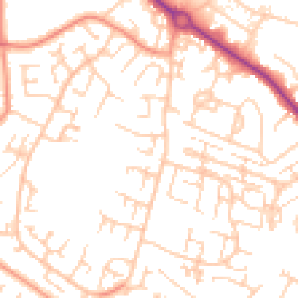 Daytime road noise heatmap for SO40 2TJ